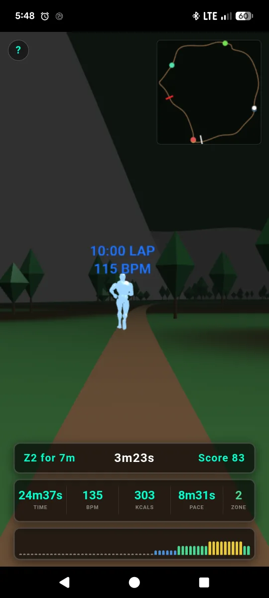 Racing a pacer bot in Heartrek